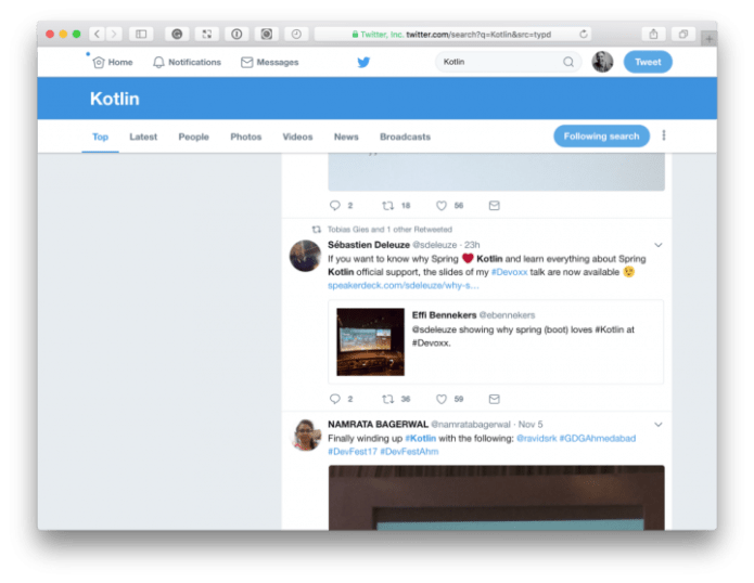 A Twitter Search for Kotlin