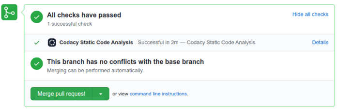 Codacy Quality GitHub integration PR status