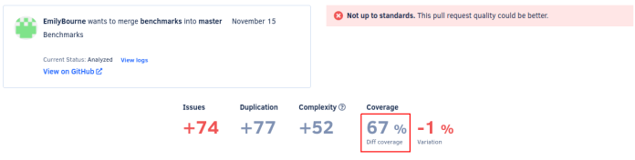 Diff coverage metric