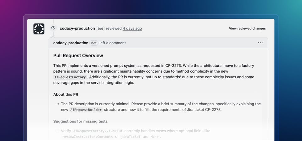 Codacy's AI Reviewer