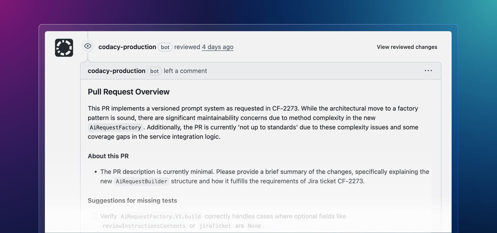 Codacy's AI Reviewer
