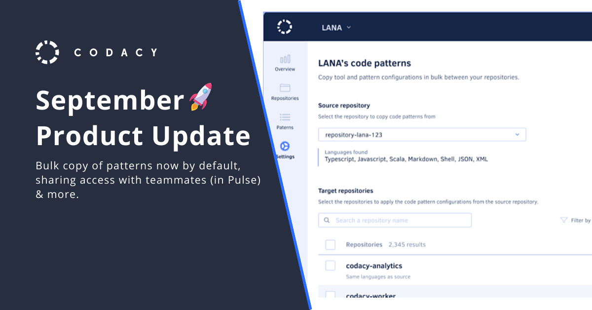 September Product Update 🚀 - Codacy | Blog Products